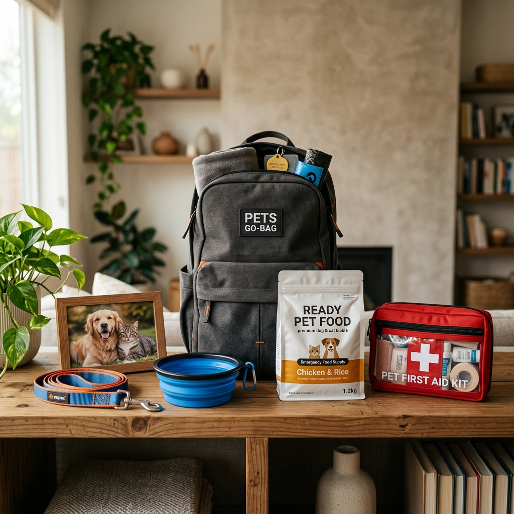 Mochila de emergencia para mascotas con suministros